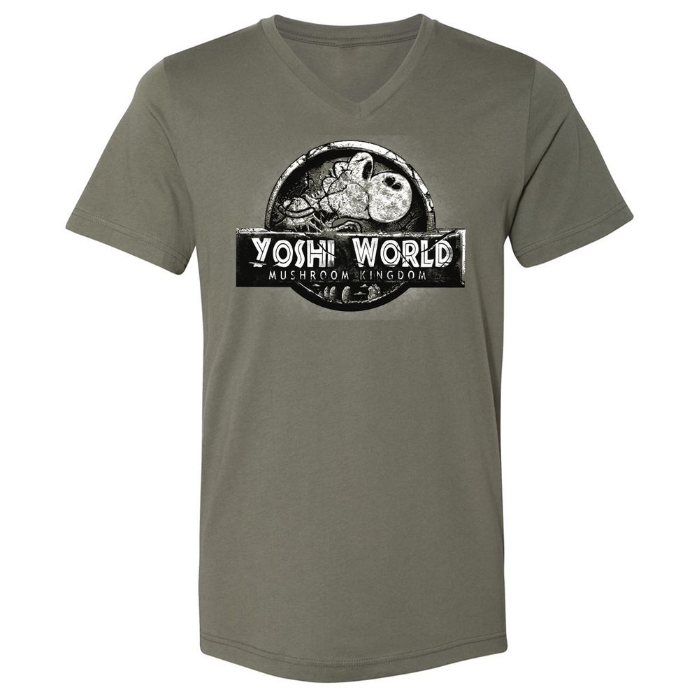 Unisex V-Neck T-Shirt - QVJU98MM - Military Green - 10