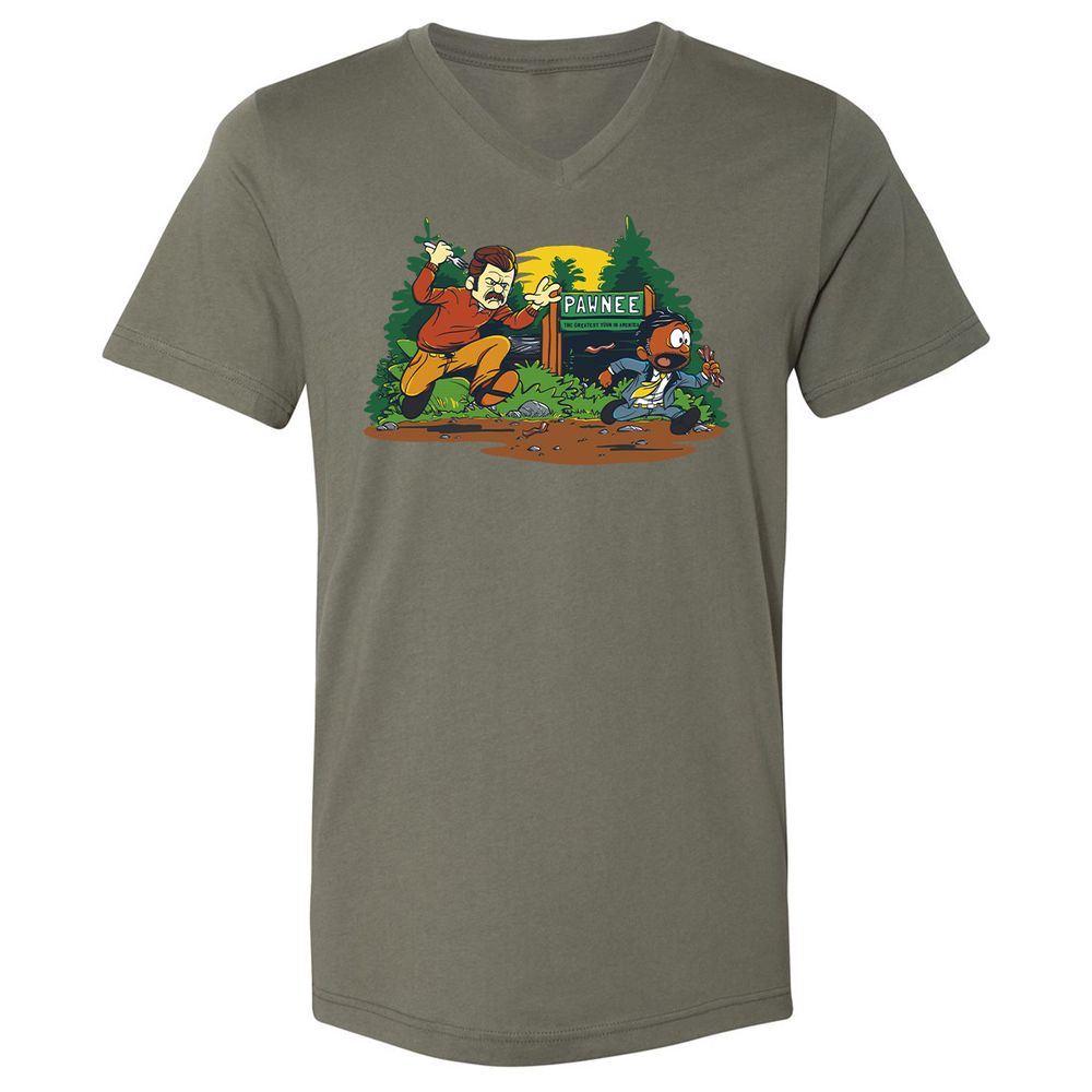 Unisex V-Neck T-Shirt - ZCJ269H9 - Military Green - 10