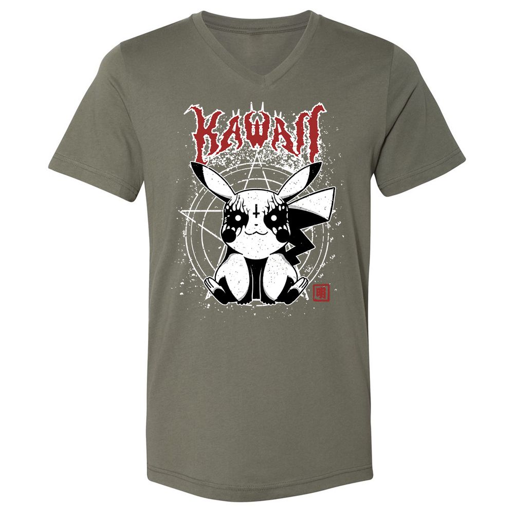 Unisex V-Neck T-Shirt - WXKSA4WF - Military Green - 10