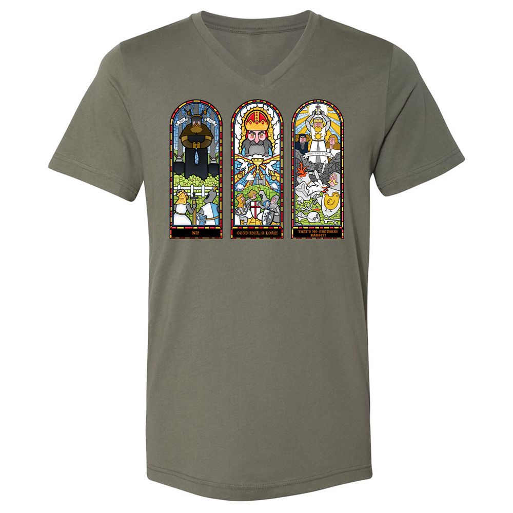 Unisex V-Neck T-Shirt - KYJPKQNR - Military Green - 10