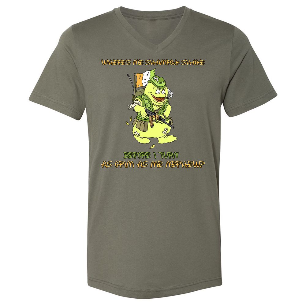 Unisex V-Neck T-Shirt - 22GWD7F9 - Military Green - 10