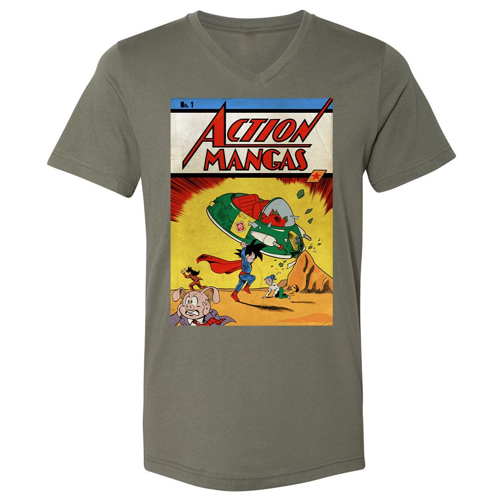 Unisex V-Neck T-Shirt - B9CAM2D5 - Military Green - 10