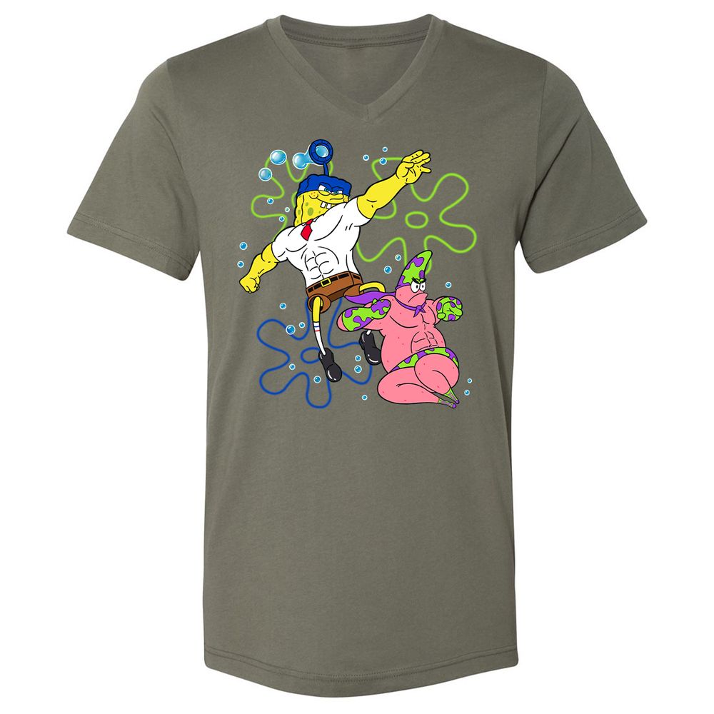 Unisex V-Neck T-Shirt - 8RRK6HKW - Military Green - 10