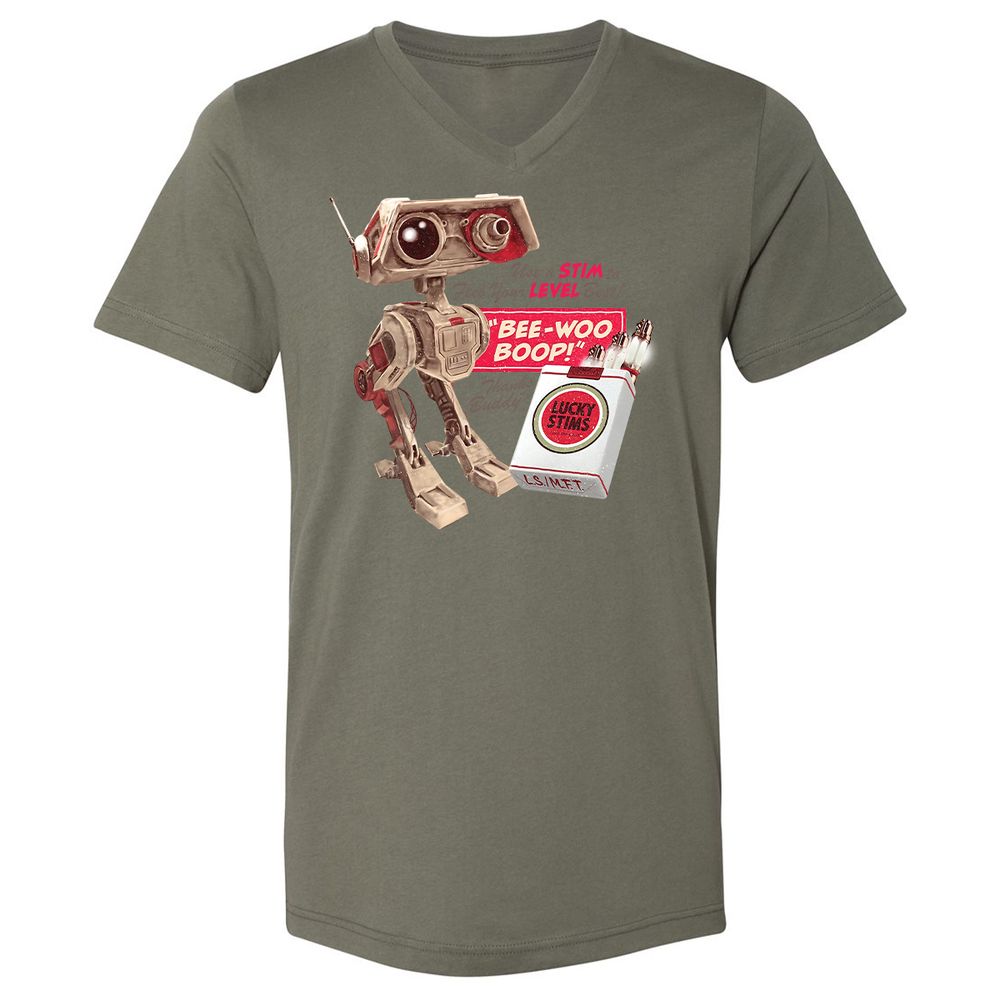 Unisex V-Neck T-Shirt - M7YJHNMC - Military Green - 10