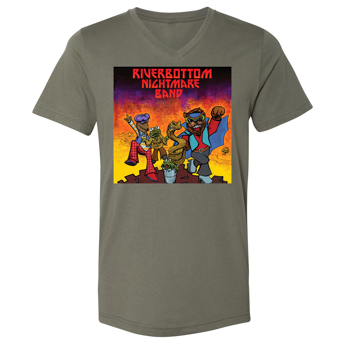 Unisex V-Neck T-Shirt - GNA5M3PS - Military Green - 10