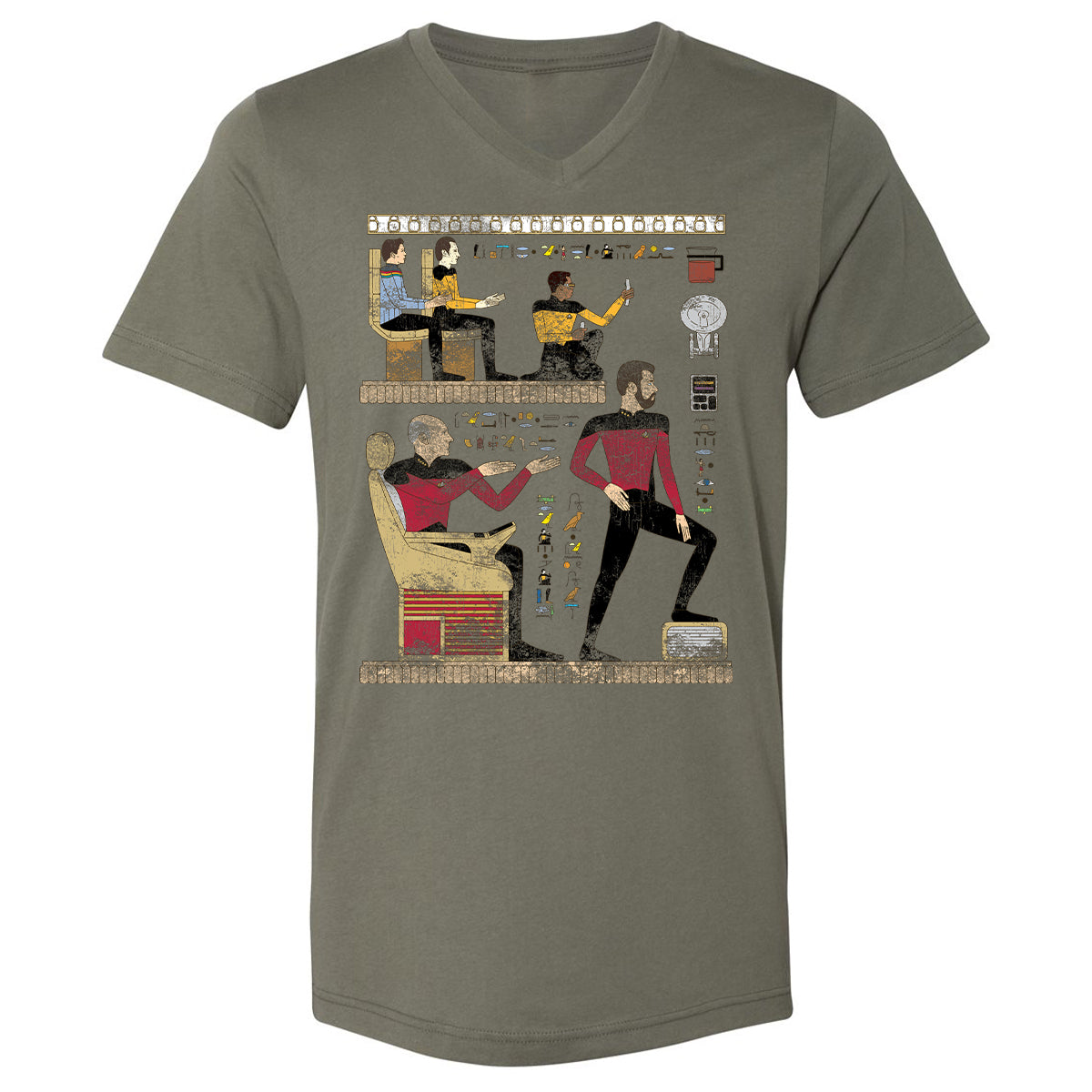 Unisex V-Neck T-Shirt - YGG9BPS4 - Military Green - 10