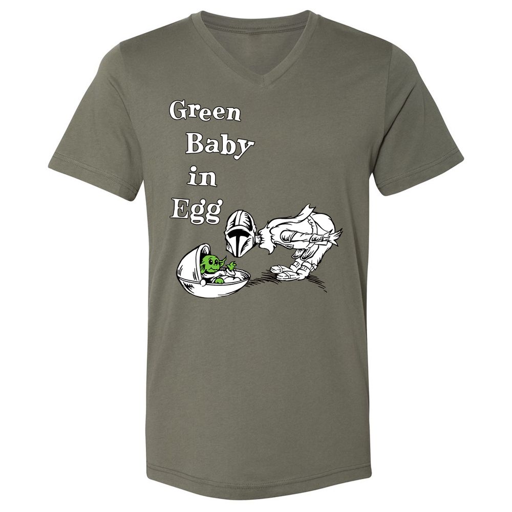 Unisex V-Neck T-Shirt - X76LAN55 - Military Green - 10