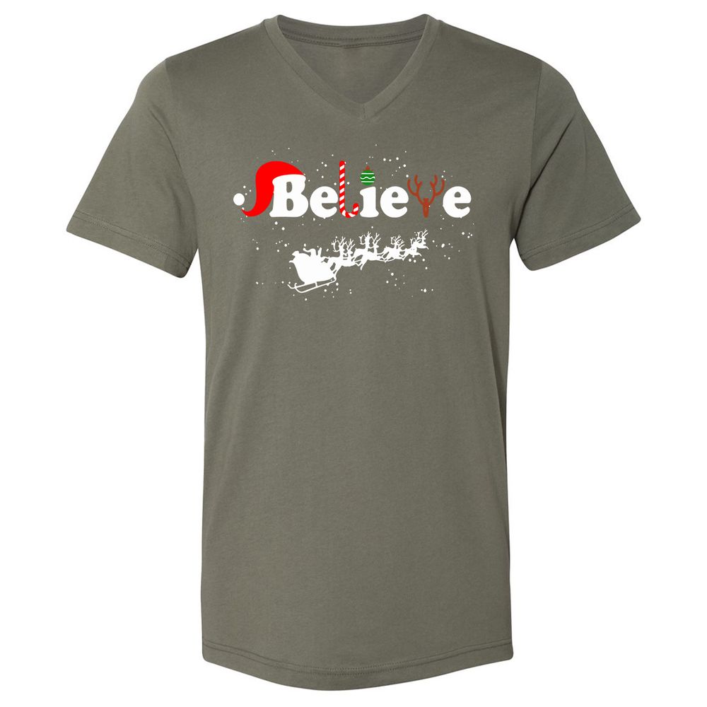 Unisex V-Neck T-Shirt - A1RGGHSU - Military Green - 10