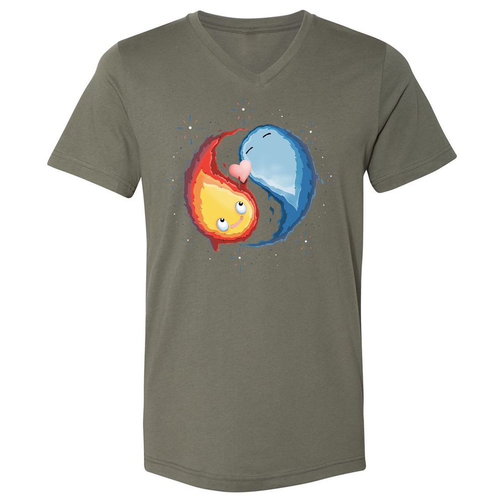 Unisex V-Neck T-Shirt - 4W92J8UJ - Military Green - 10