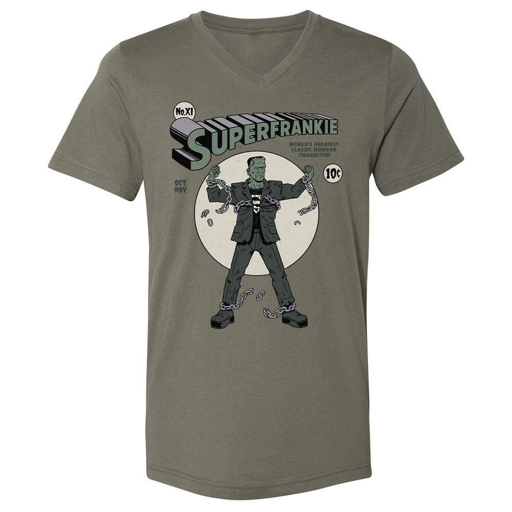 Unisex V-Neck T-Shirt - KBG7AU6R - Military Green - 10