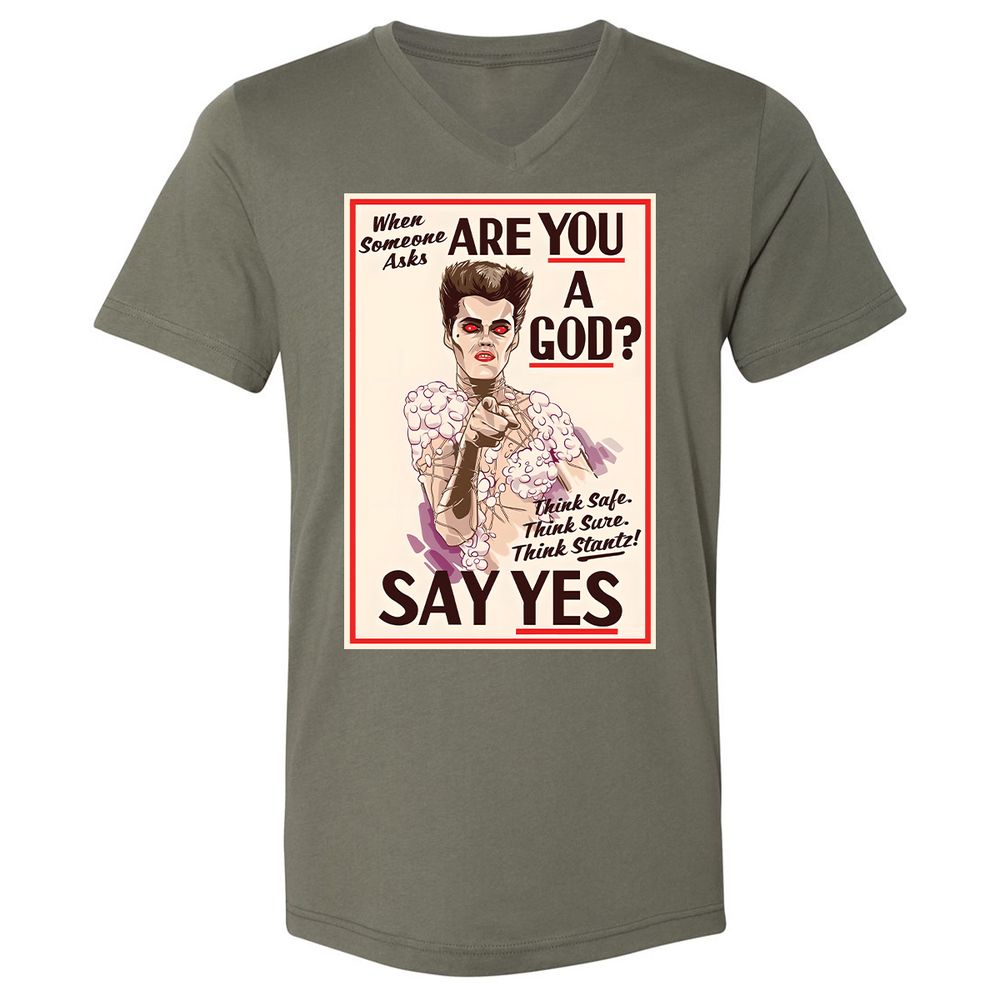 Unisex V-Neck T-Shirt - YN2QCG18 - Military Green - 10