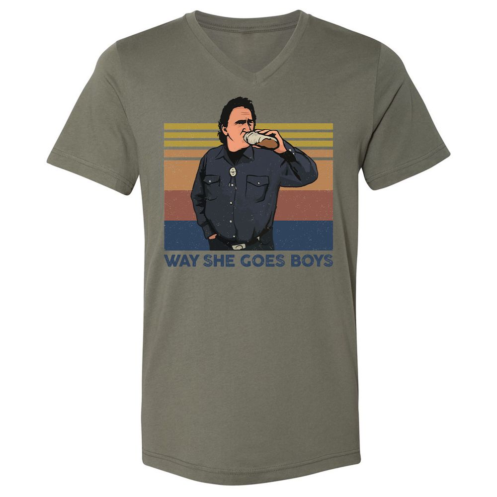 Unisex V-Neck T-Shirt - DQYHL8TK - Military Green - 10