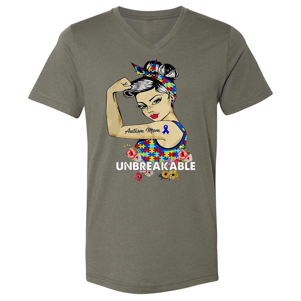 Unisex V-Neck T-Shirt - HK12TELJ - Military Green - 10