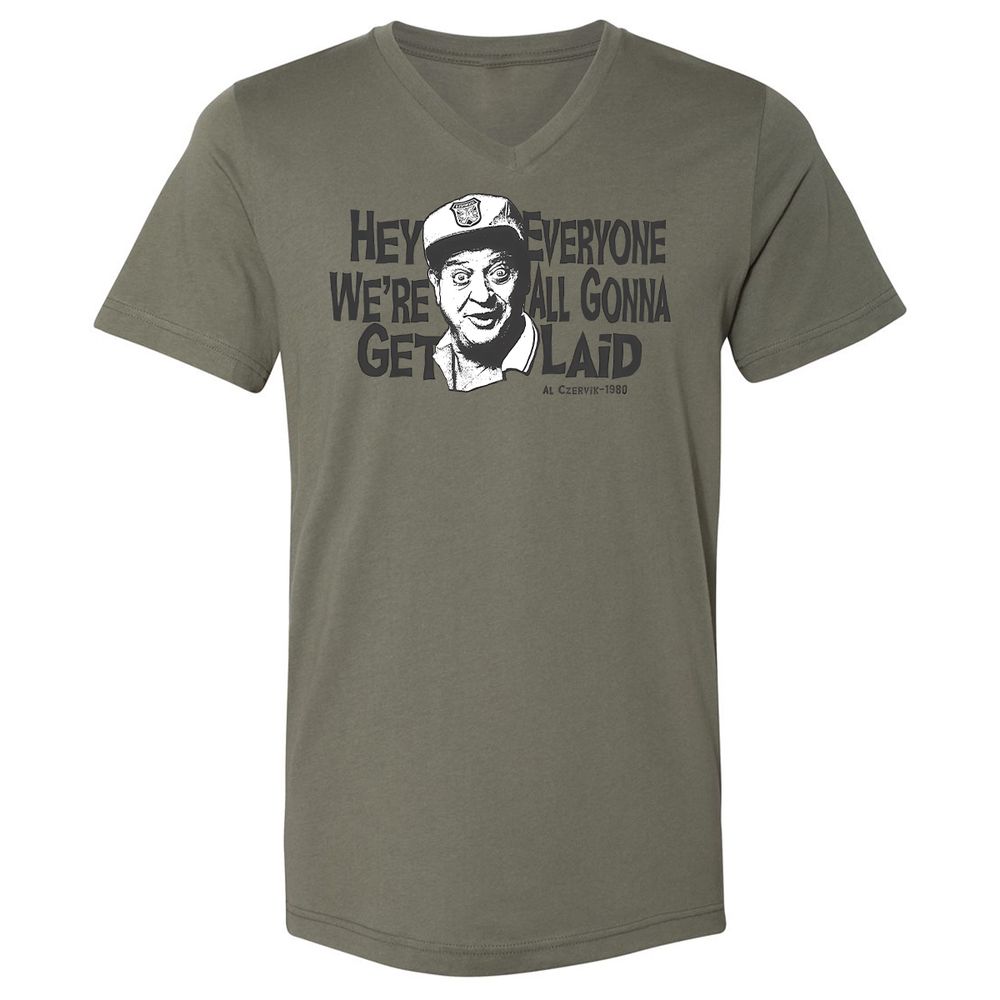 Unisex V-Neck T-Shirt - QH64ZL82 - Military Green - 10