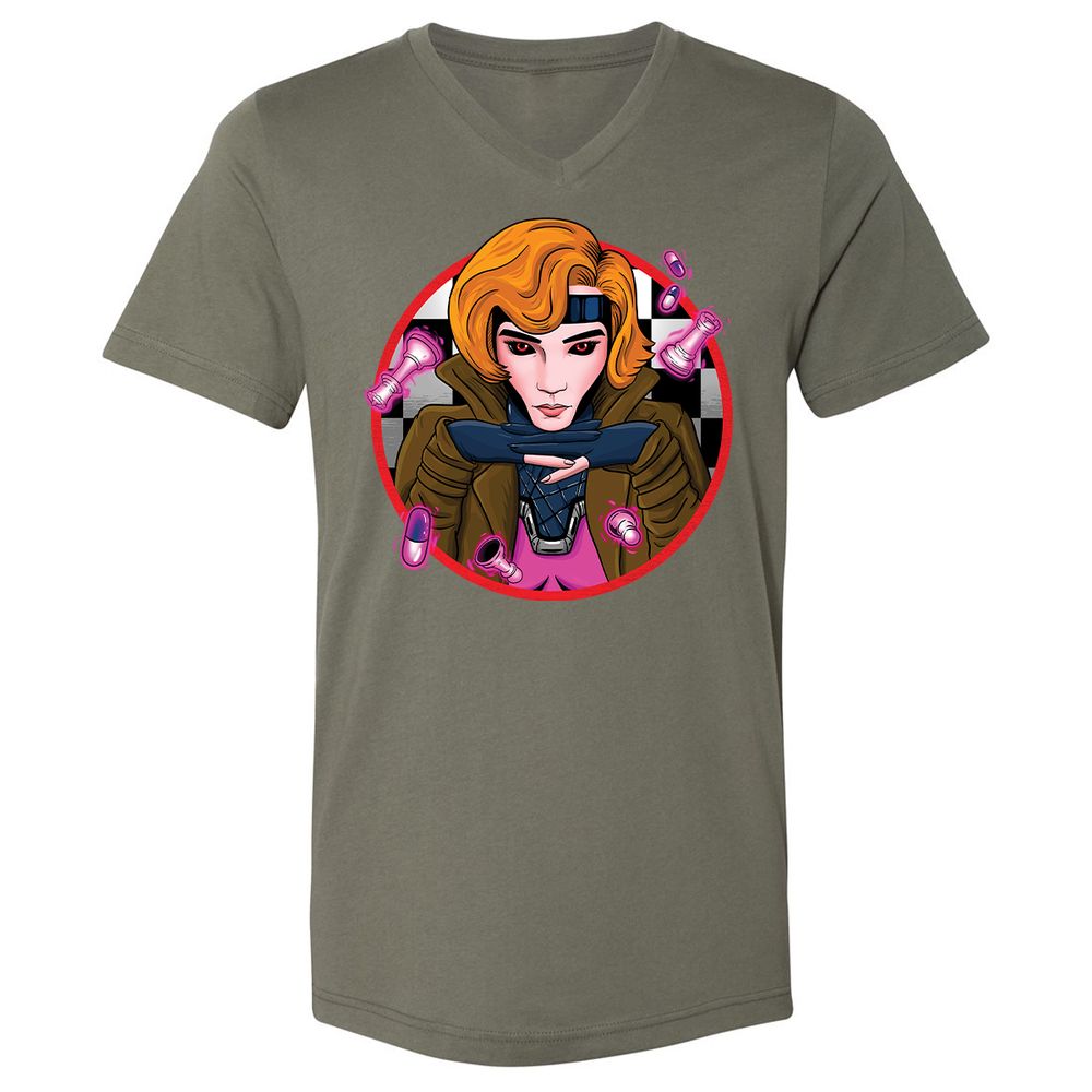 Unisex V-Neck T-Shirt - P7TFFMAP - Military Green - 10