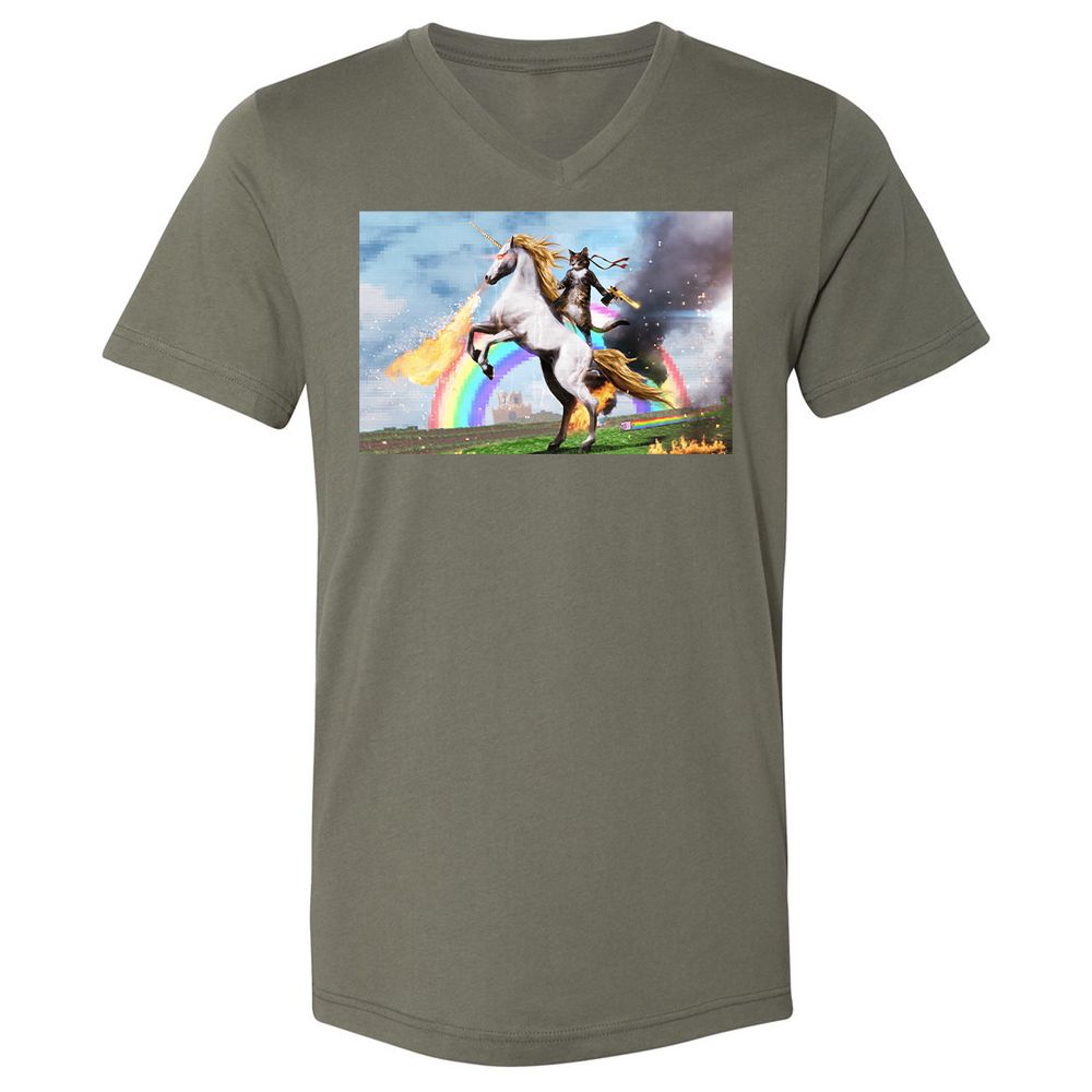 Unisex V-Neck T-Shirt - 2BRTMCS6 - Military Green - 10