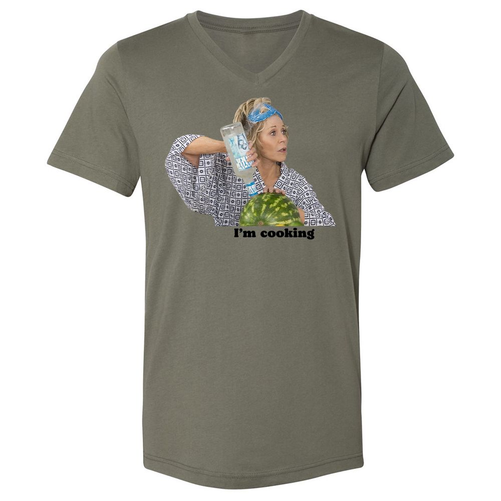 Unisex V-Neck T-Shirt - P65TWLFJ - Military Green - 10