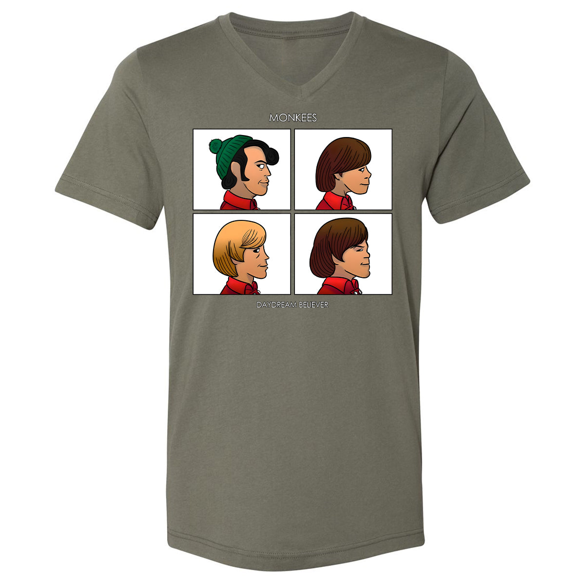 Unisex V-Neck T-Shirt - CM7UKVFY - Military Green - 10