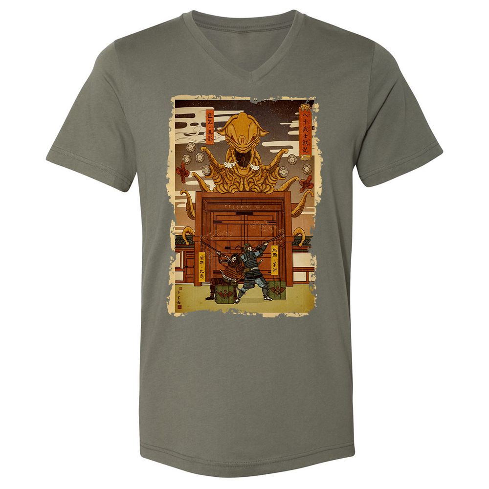 Unisex V-Neck T-Shirt - MREQH3NN - Military Green - 10