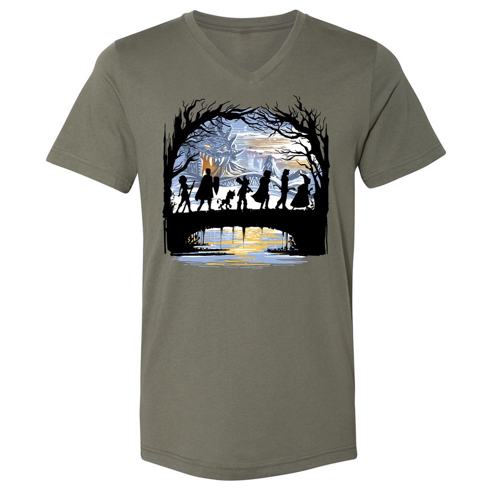 Unisex V-Neck T-Shirt - B54Y35MS - Military Green - 10