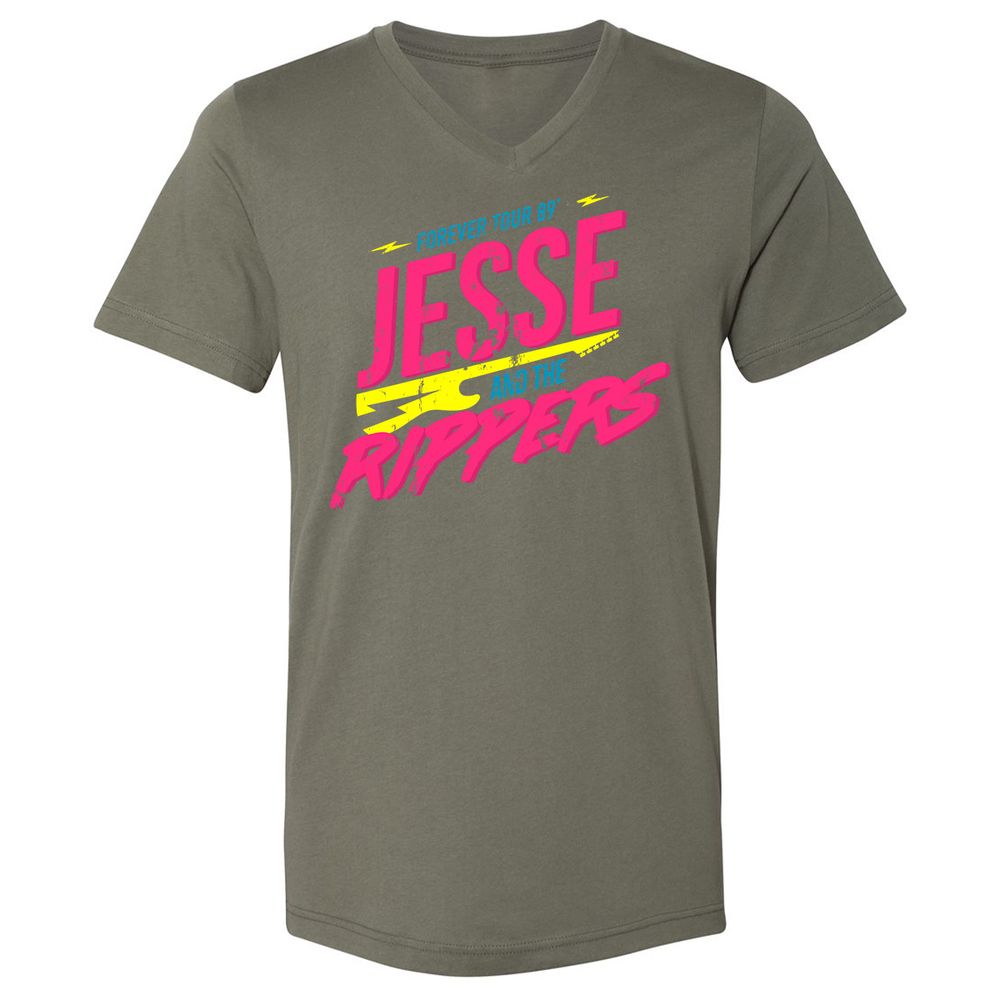 Unisex V-Neck T-Shirt - K2JCZP6X - Military Green - 10