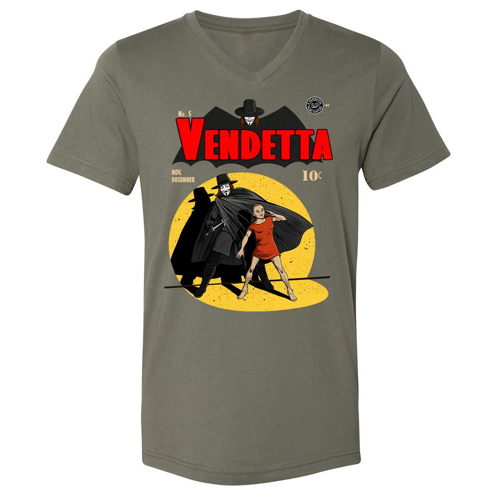 Unisex V-Neck T-Shirt - Q3BPE3W5 - Military Green - 10