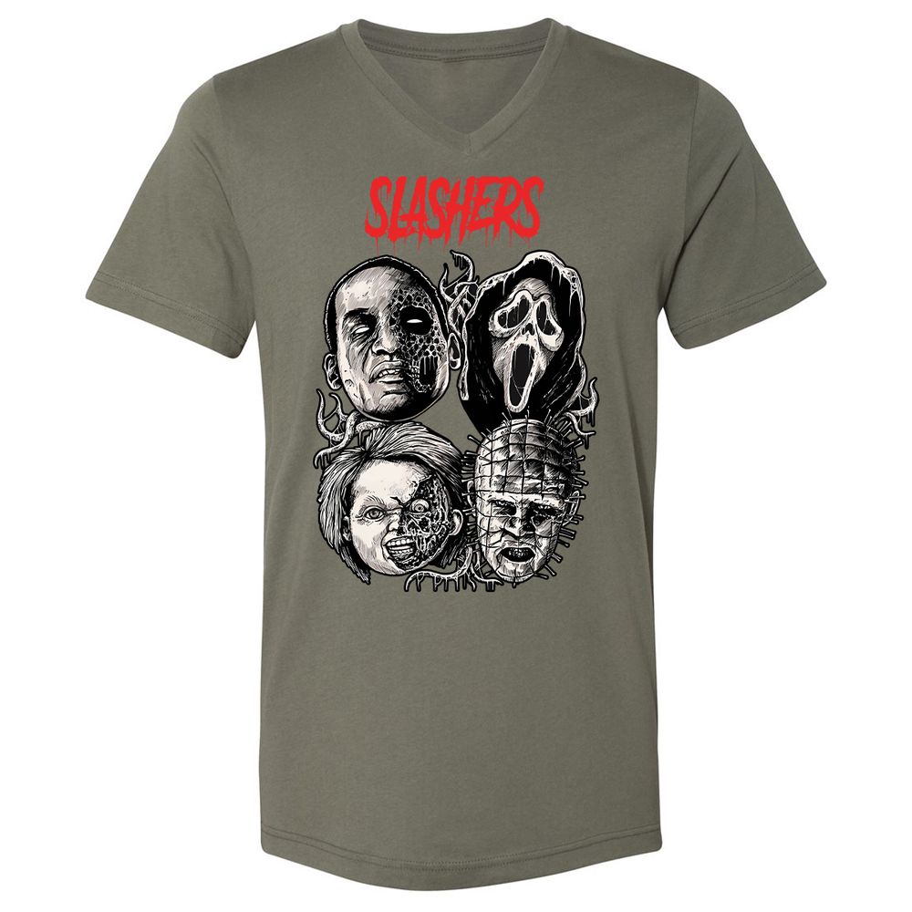 Unisex V-Neck T-Shirt - 89RMY1UV - Military Green - 10