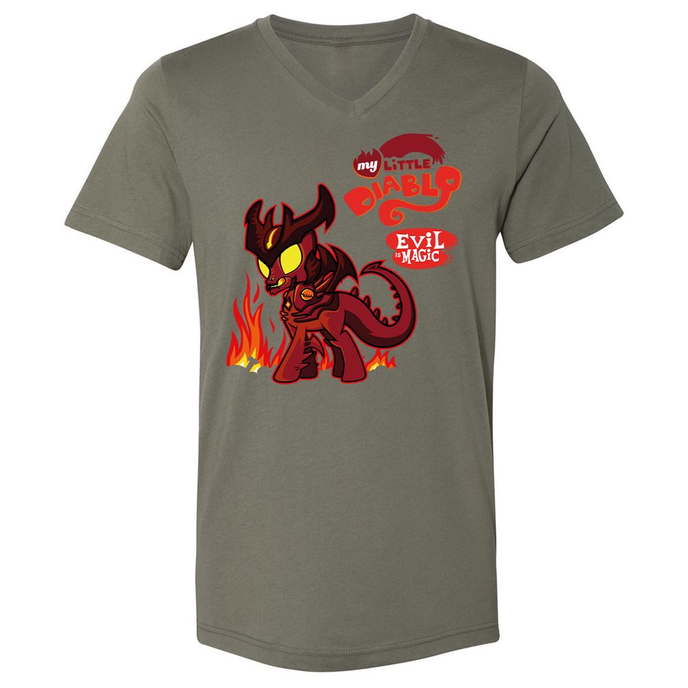 Unisex V-Neck T-Shirt - VJXU4L57 - Military Green - 10