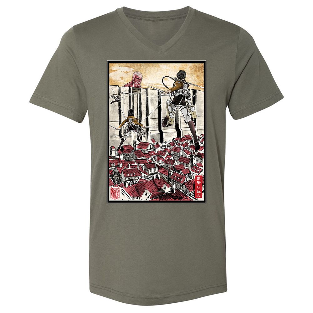 Unisex V-Neck T-Shirt - MYTWWEGZ - Military Green - 10
