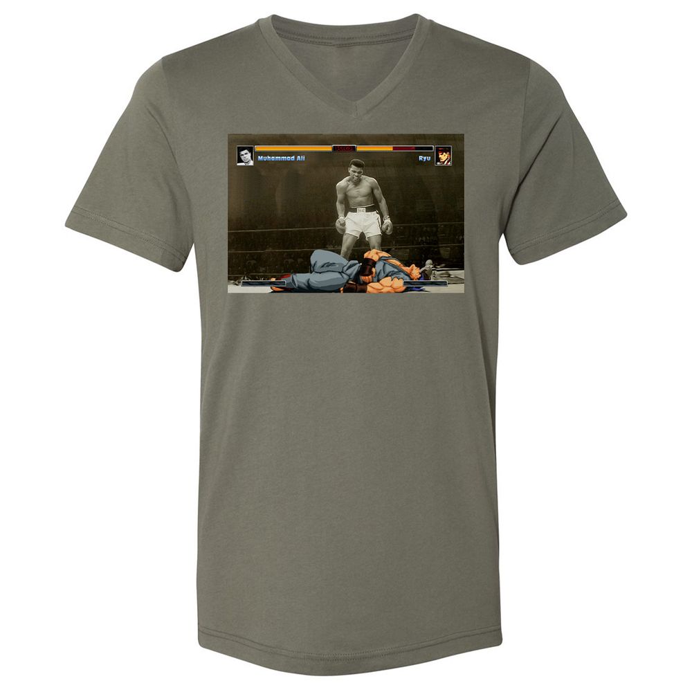 Unisex V-Neck T-Shirt - BUMUMRWG - Military Green - 10
