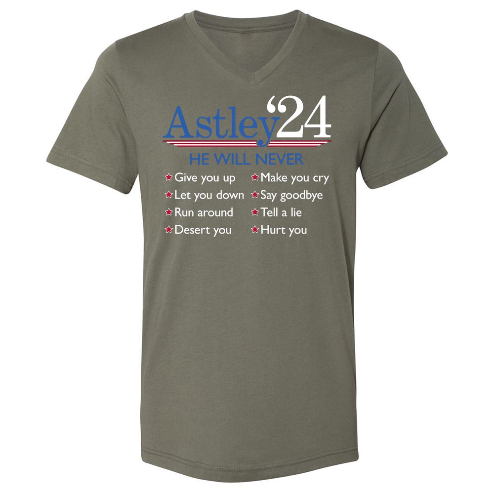 Unisex V-Neck T-Shirt - YCU4QJHC - Military Green - 10
