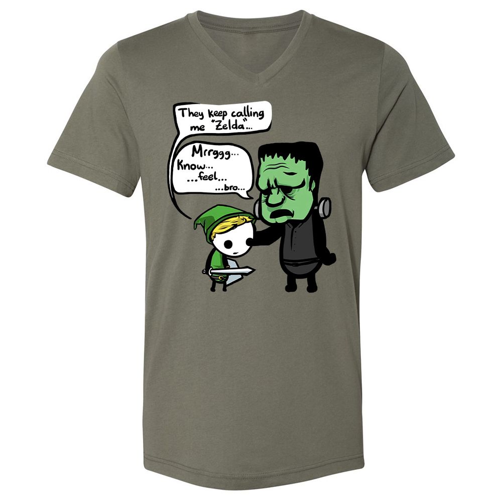 Unisex V-Neck T-Shirt - 6GPRYMHJ - Military Green - 10