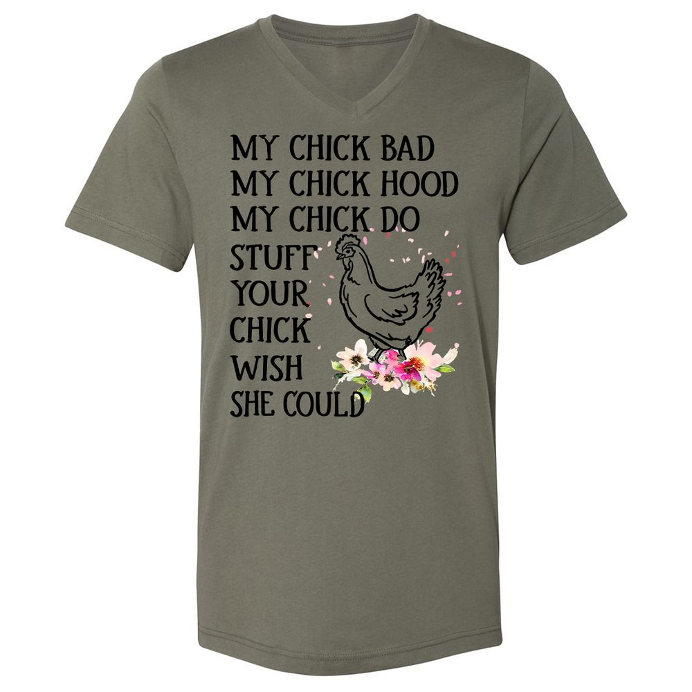 Unisex V-Neck T-Shirt - YVUX57TN - Military Green - 10
