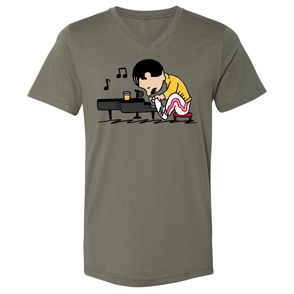 Unisex V-Neck T-Shirt - WY1QQUGC - Military Green - 10