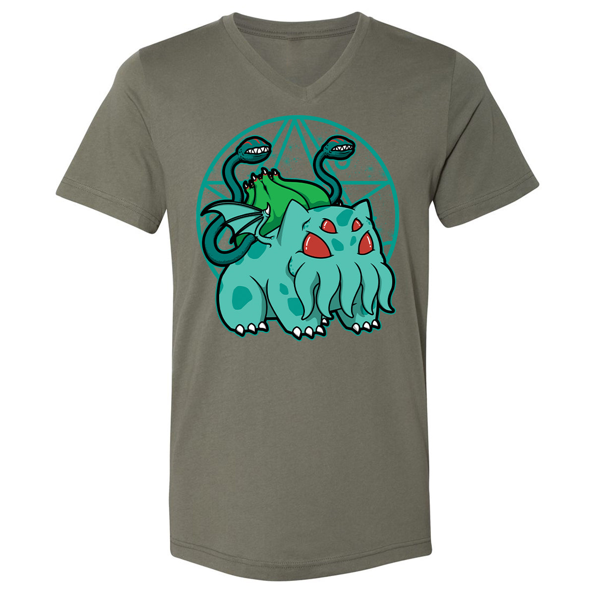 Unisex V-Neck T-Shirt - ZUWGGR9Q - Military Green - 10