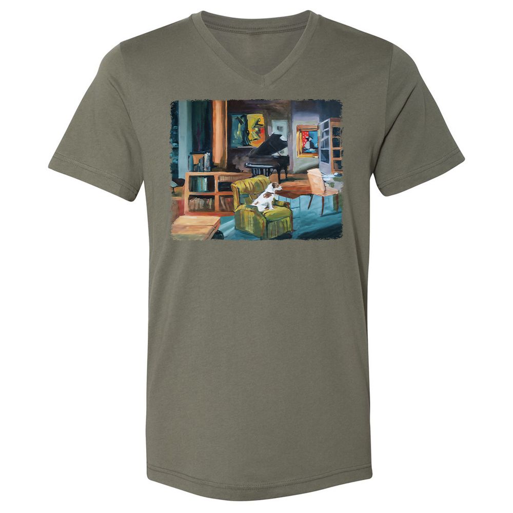 Unisex V-Neck T-Shirt - 4ZWWBKKG - Military Green - 10