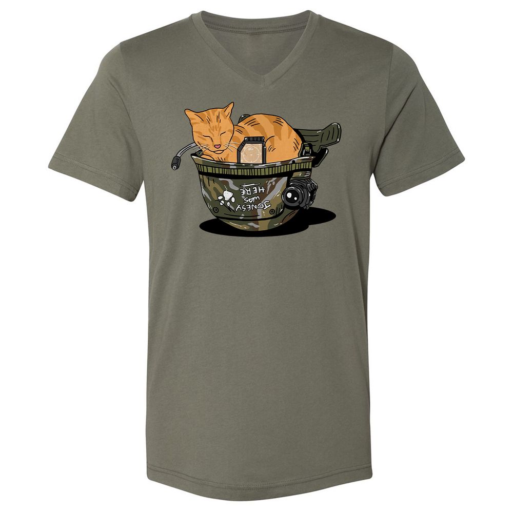 Unisex V-Neck T-Shirt - QDVGJKA6 - Military Green - 10