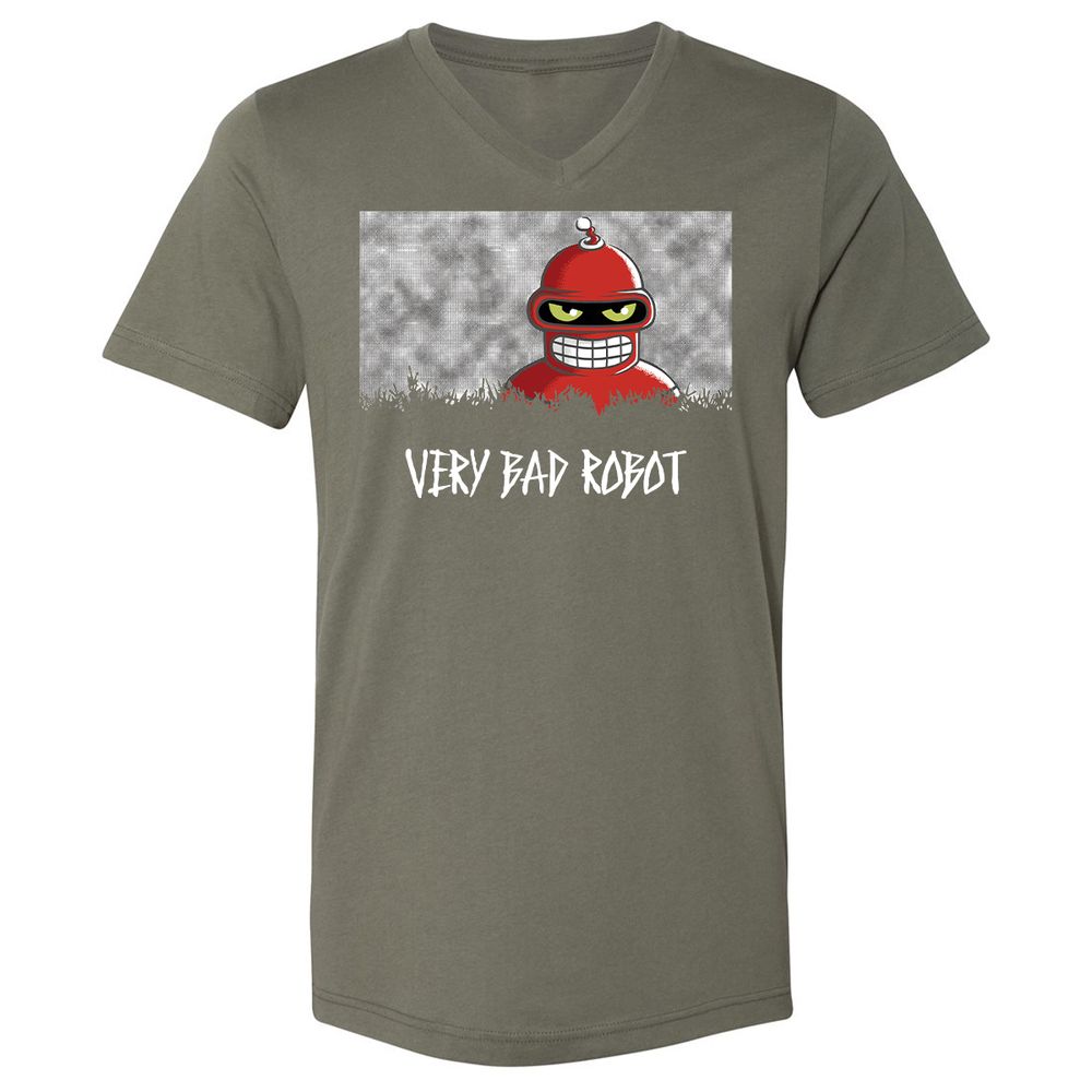 Unisex V-Neck T-Shirt - Black - Military Green - 10