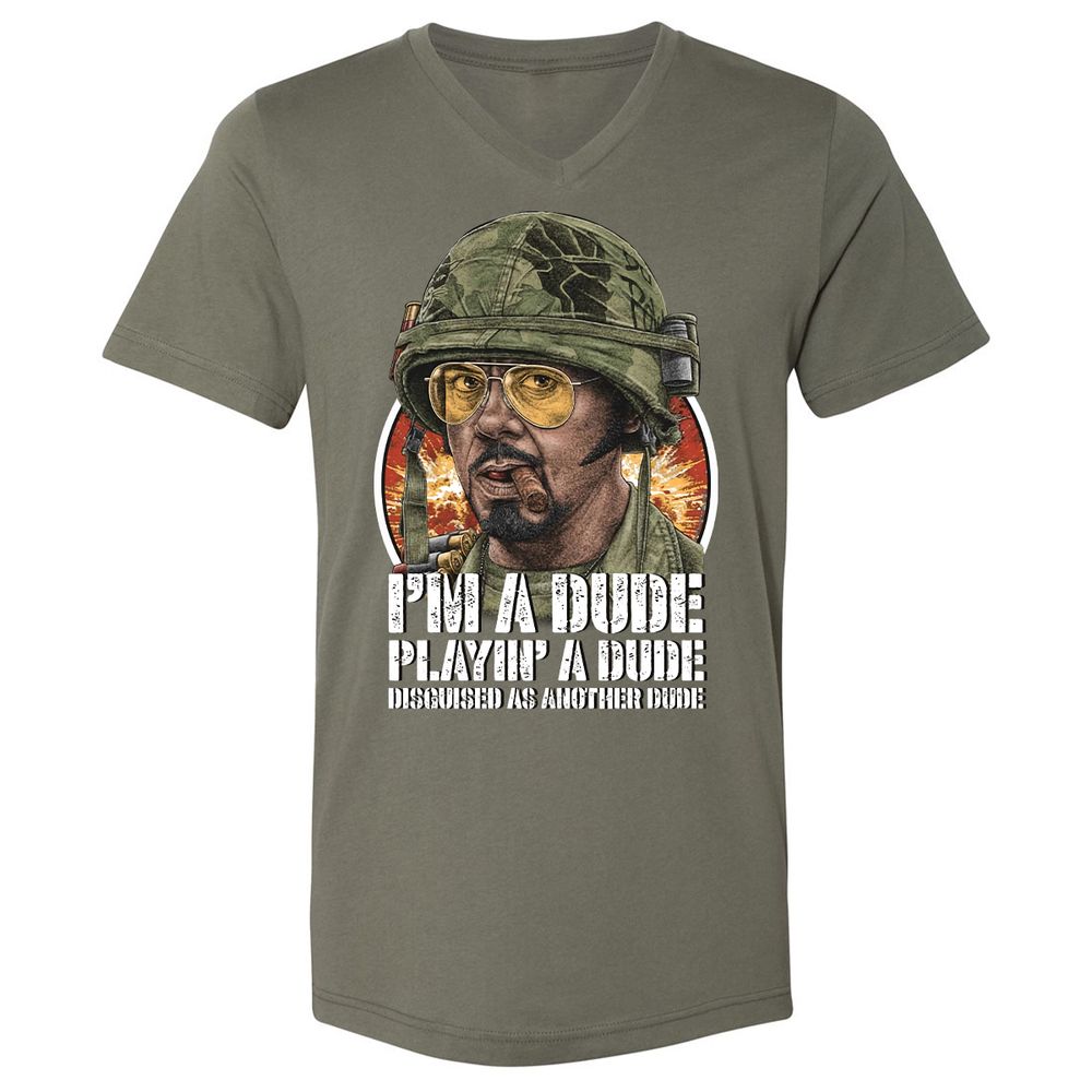 Unisex V-Neck T-Shirt - 8GGWFSLJ - Military Green - 10