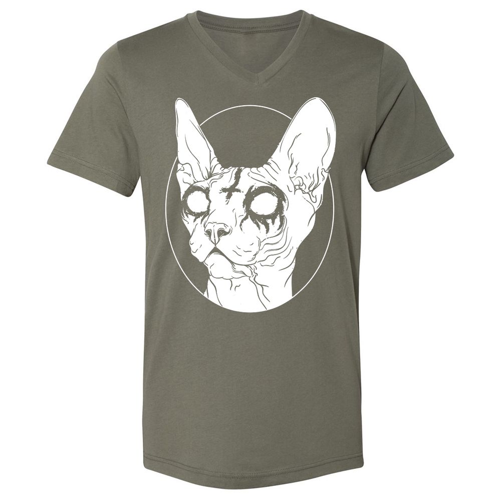 Unisex V-Neck T-Shirt - XN97RFH6 - Military Green - 10