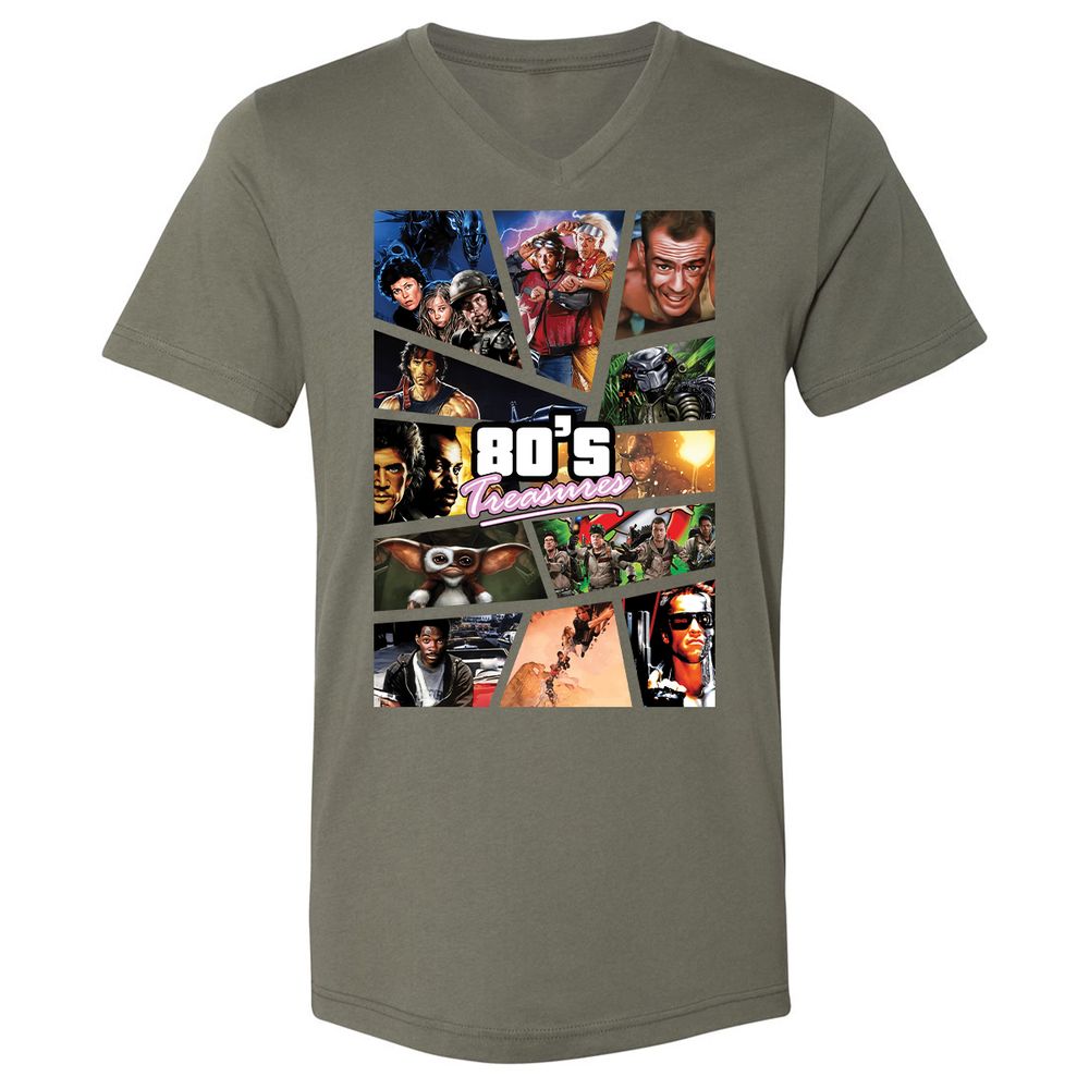 Unisex V-Neck T-Shirt - WQKB9N55 - Military Green - 10