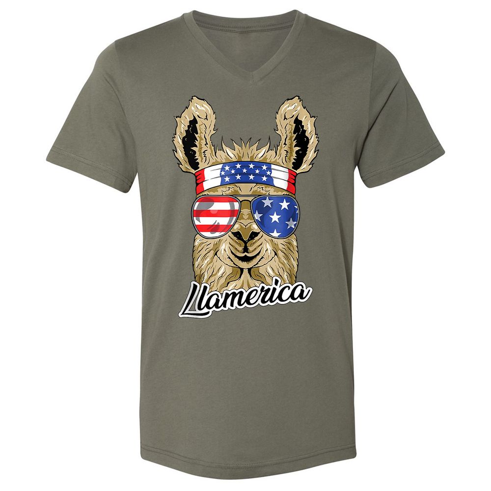 Unisex V-Neck T-Shirt - ZY4XCZ3M - Military Green - 10
