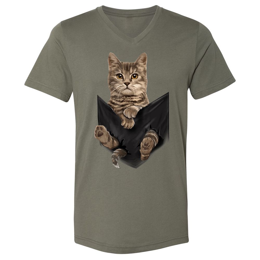 Unisex V-Neck T-Shirt - M14ZND4Y - Military Green - 10
