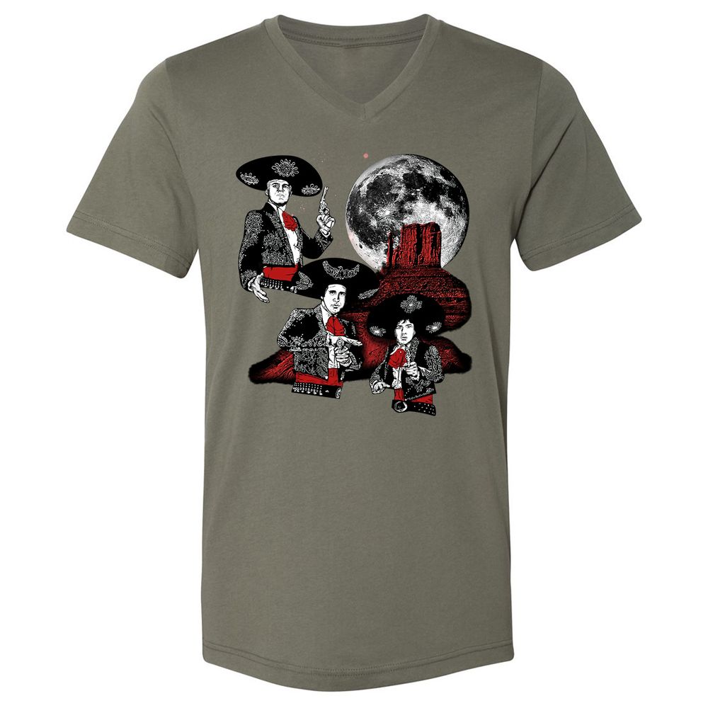 Unisex V-Neck T-Shirt - YW8XA733 - Military Green - 10