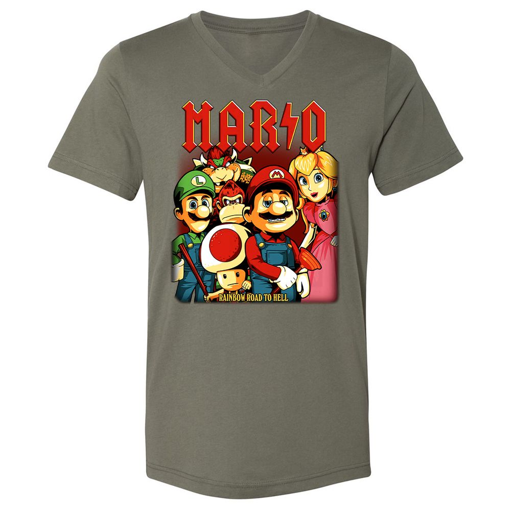 Unisex V-Neck T-Shirt - HJHXGP9C - Military Green - 10