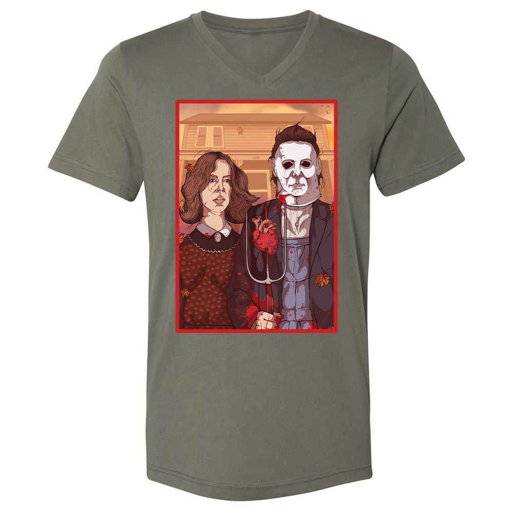 Unisex V-Neck T-Shirt - 6GFF19ZQ - Military Green - 10