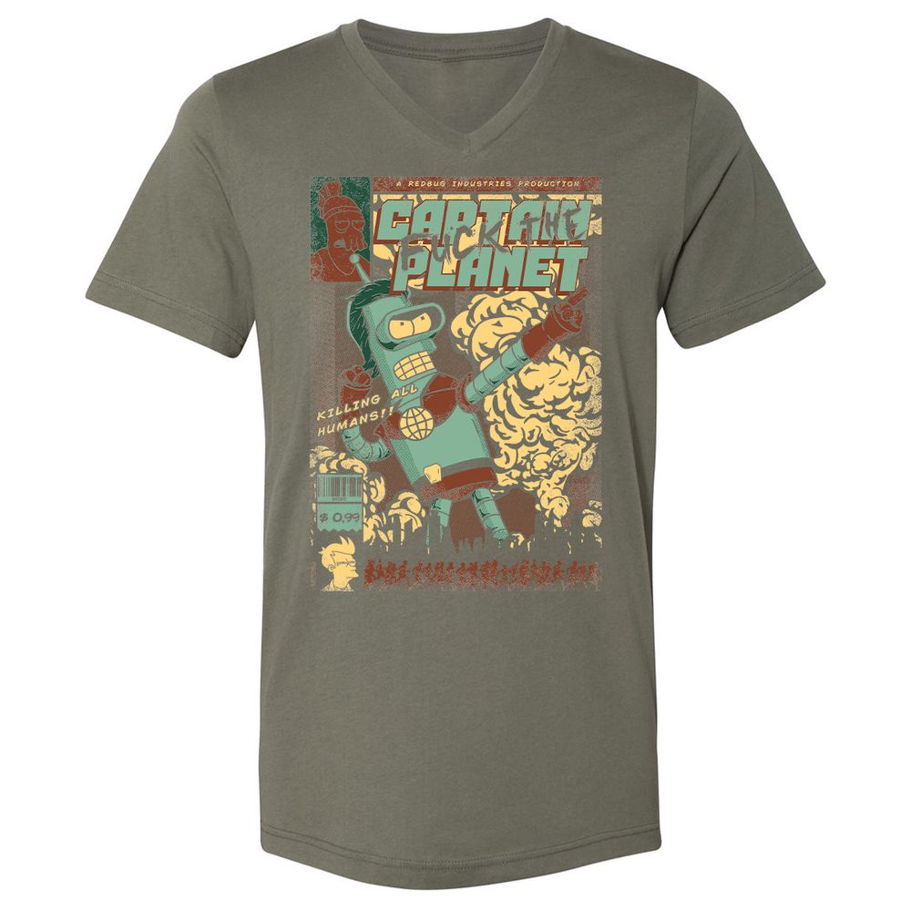 Unisex V-Neck T-Shirt - 3YXHYHQT - Military Green - 10