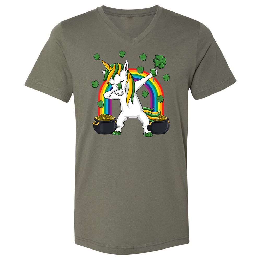 Unisex V-Neck T-Shirt - L7CL4AZK - Military Green - 10