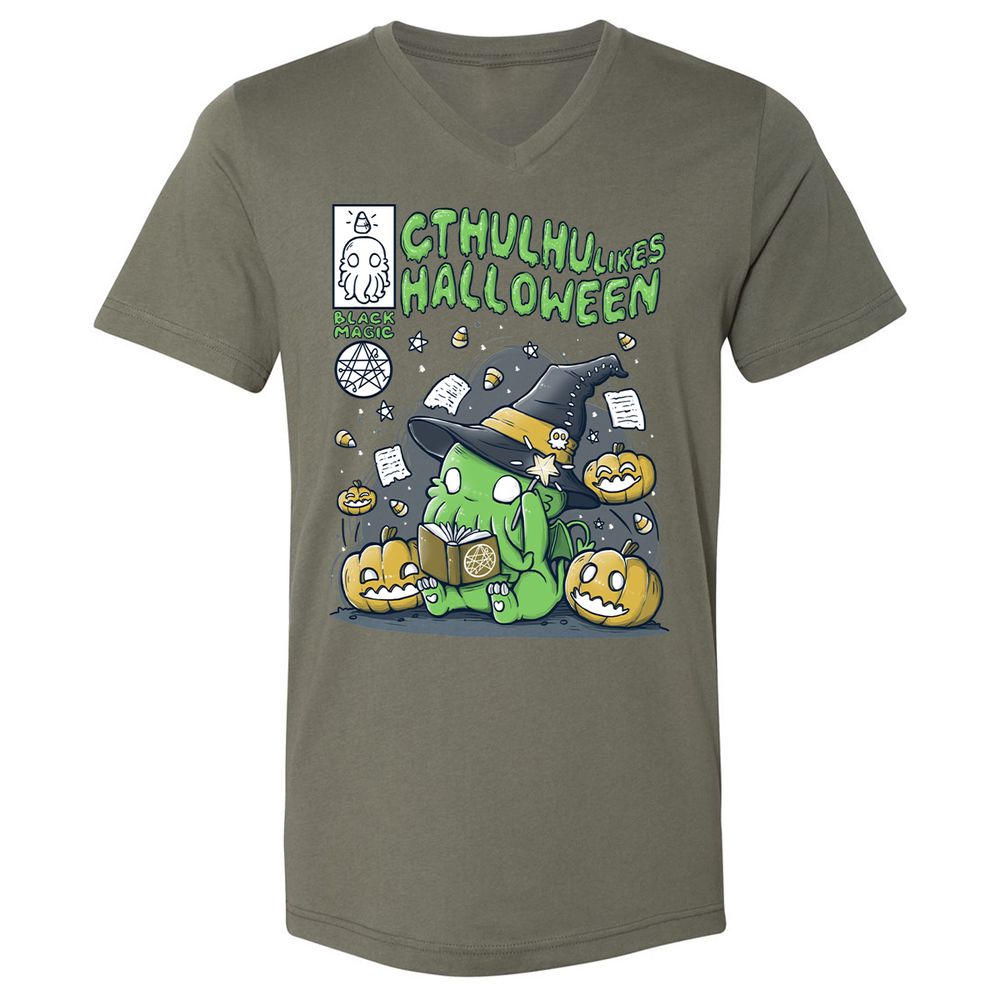 Unisex V-Neck T-Shirt - EGSXQRHN - Military Green - 10