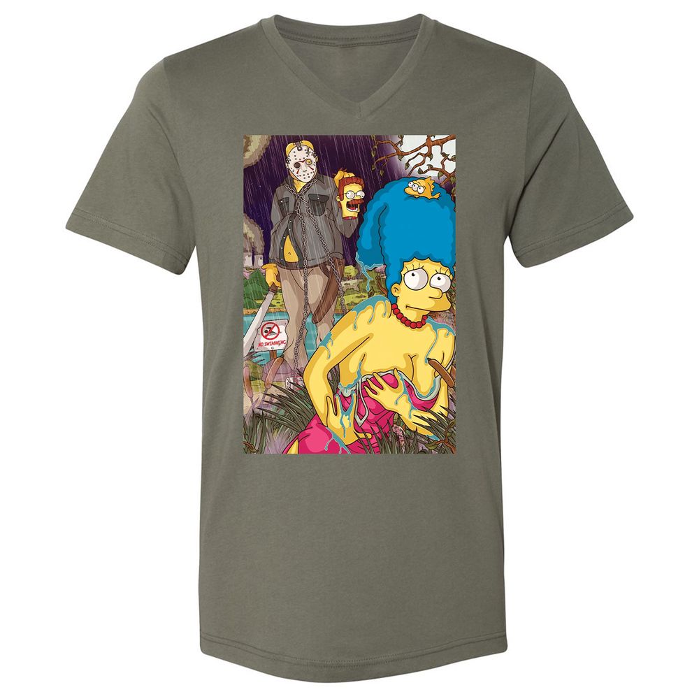 Unisex V-Neck T-Shirt - J6YJGGM2 - Military Green - 10